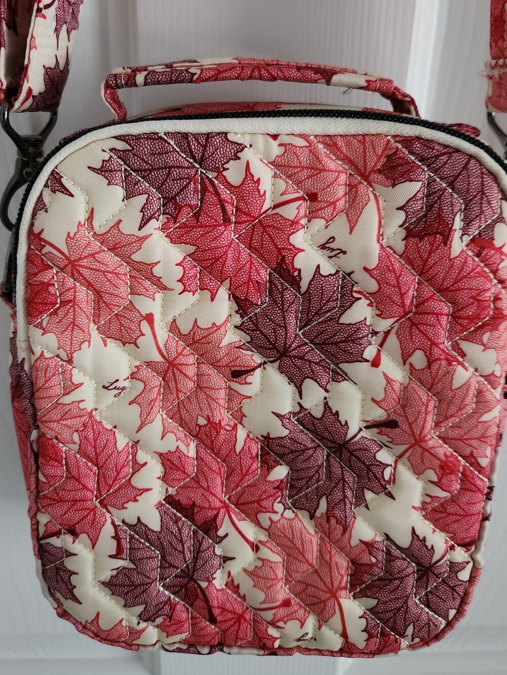 Lug Skeeter Leaf-Print Crossbody Bag Pinks And Cream Color - Picture 6 of 14